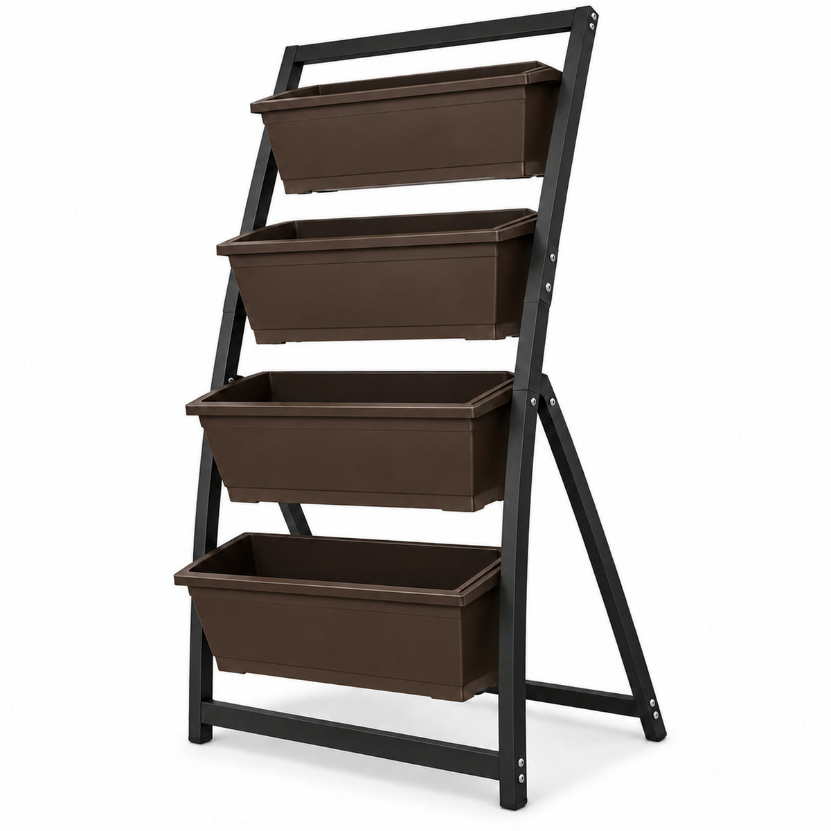 65-Inch Four-Tier Vertical Planter with Espresso Brown Bins