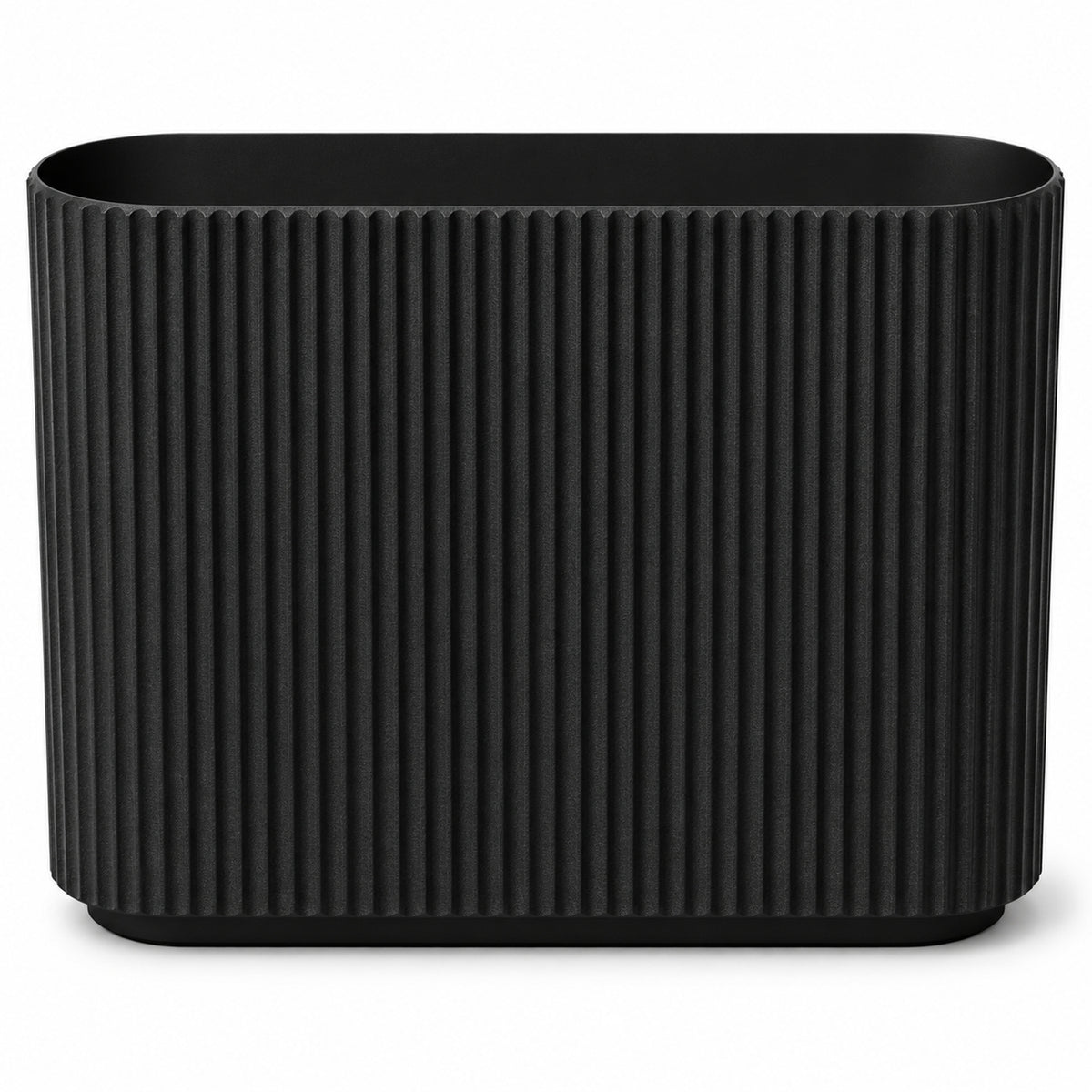 36-Inch Black Fluted Planter with Removable Shelf