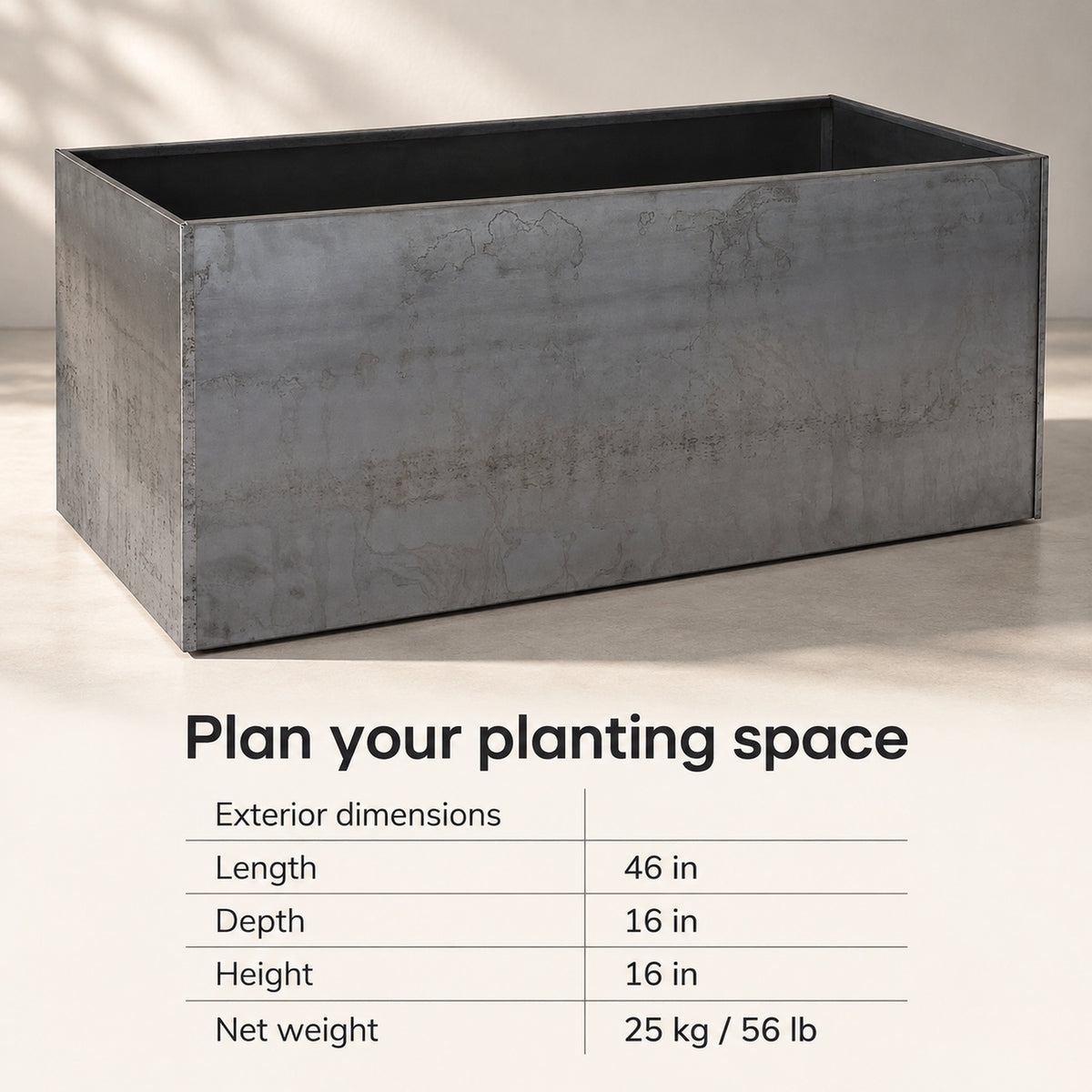 46-Inch Bare Corten Steel Trough Planter