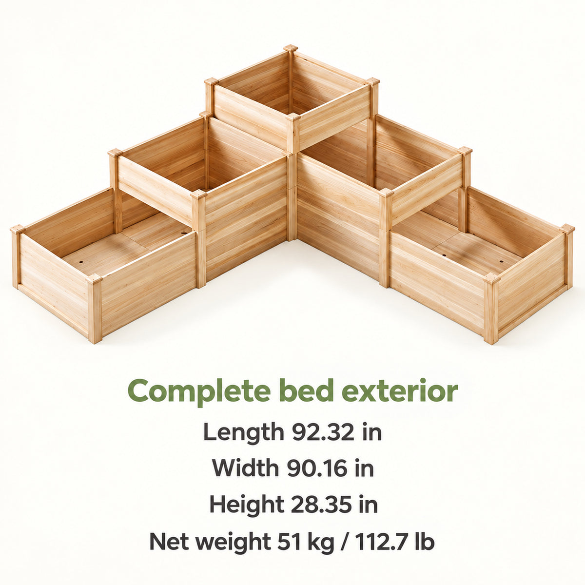 3-Tier Wooden Corner Raised Garden Bed with Five Planting Cells